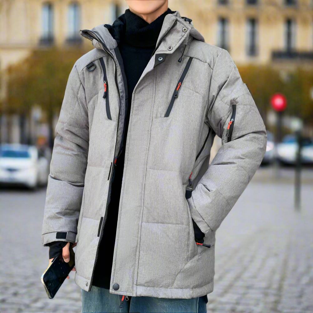 Mens High Collar Puffer Jacket With Removable Hood