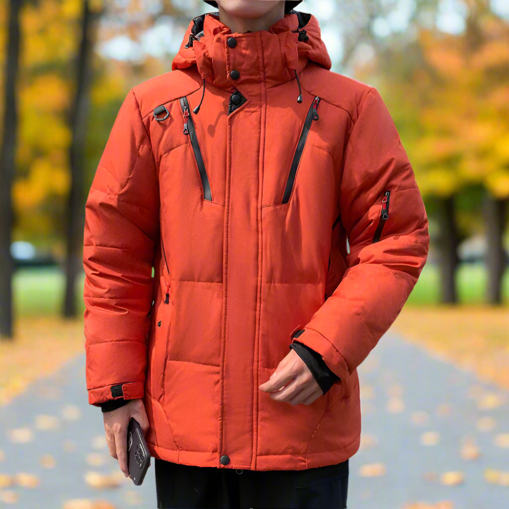 Mens High Collar Puffer Jacket With Removable Hood