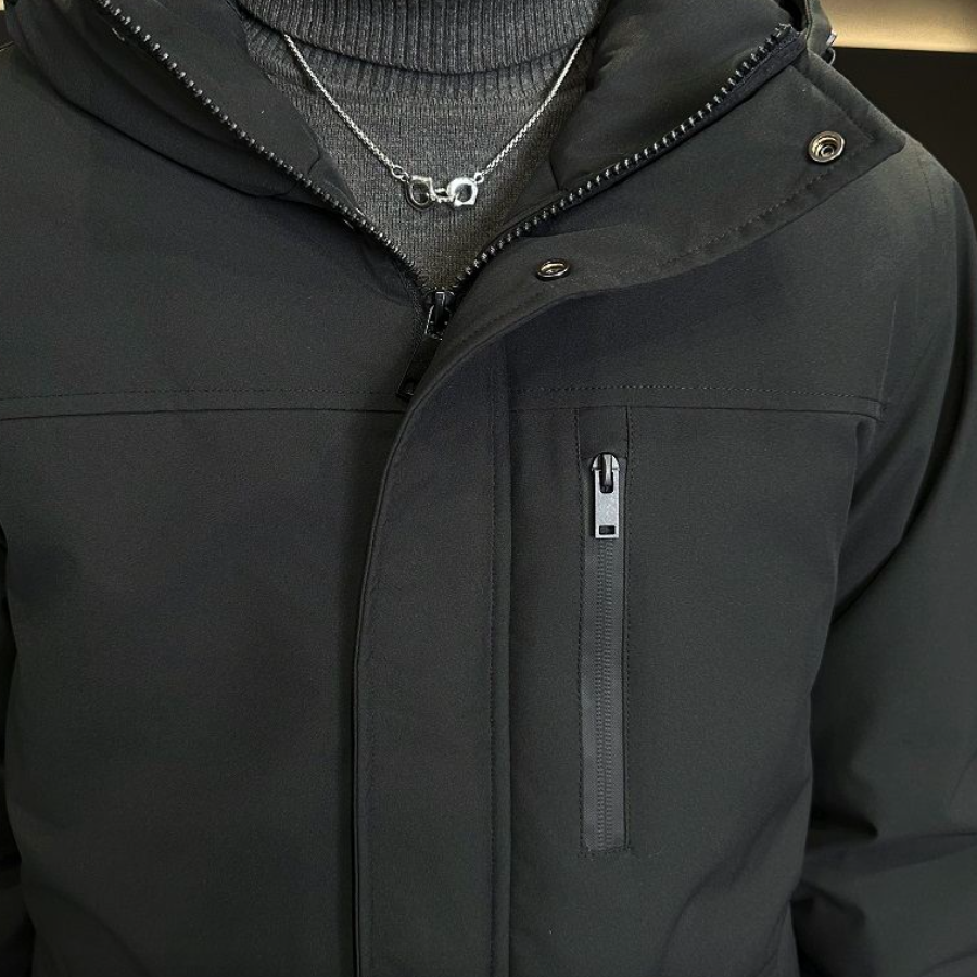 Mens Mid Length Windproof Hooded Jacket