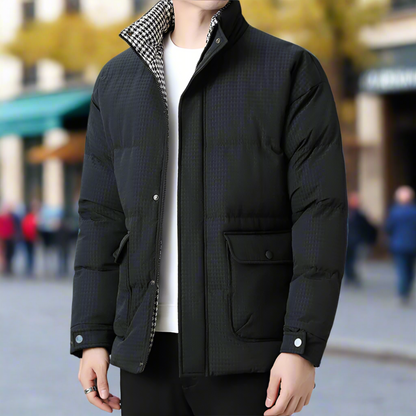 Mens Houndstooth Lining Puffer Jacket