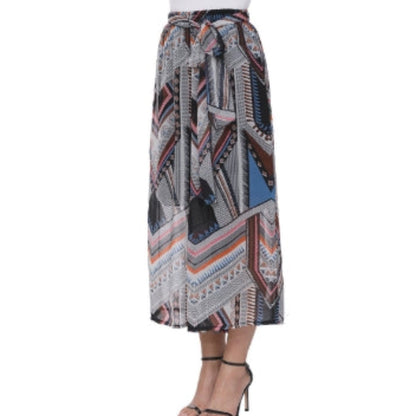 Womens Wide Leg Chiffon Print Pants