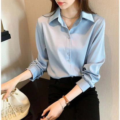 Womens Dual Button Design Long Sleeve Blouse