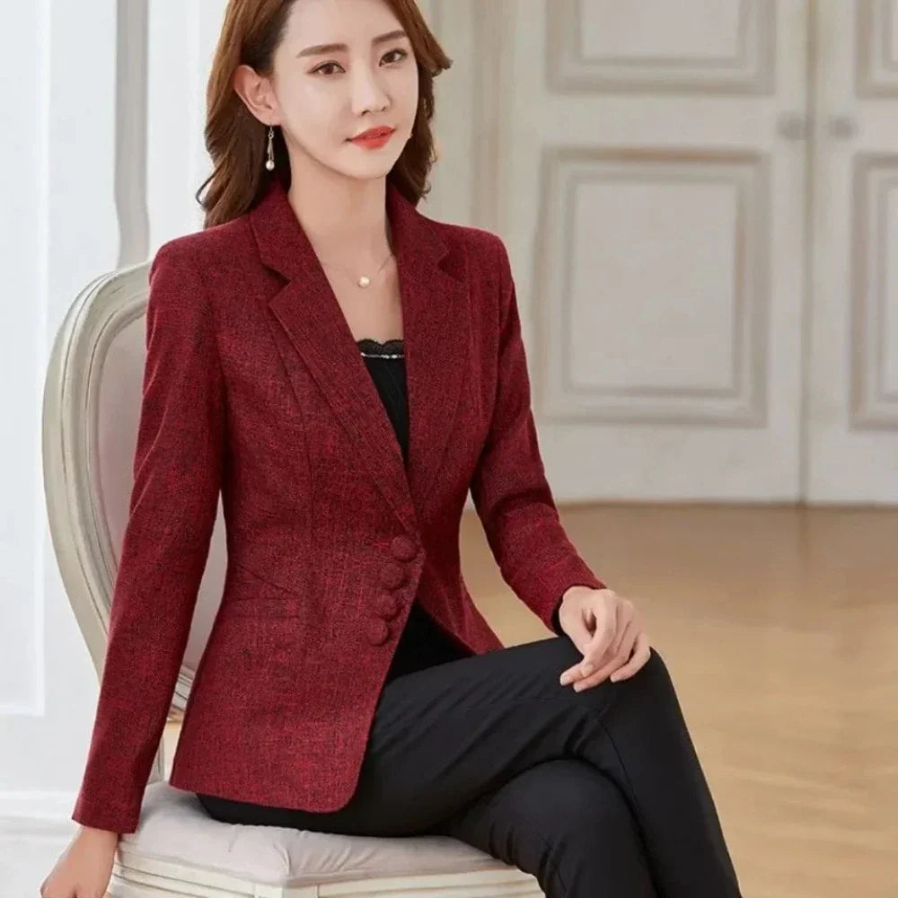 Womens Three Buttons Business Casual Blazer Jacket