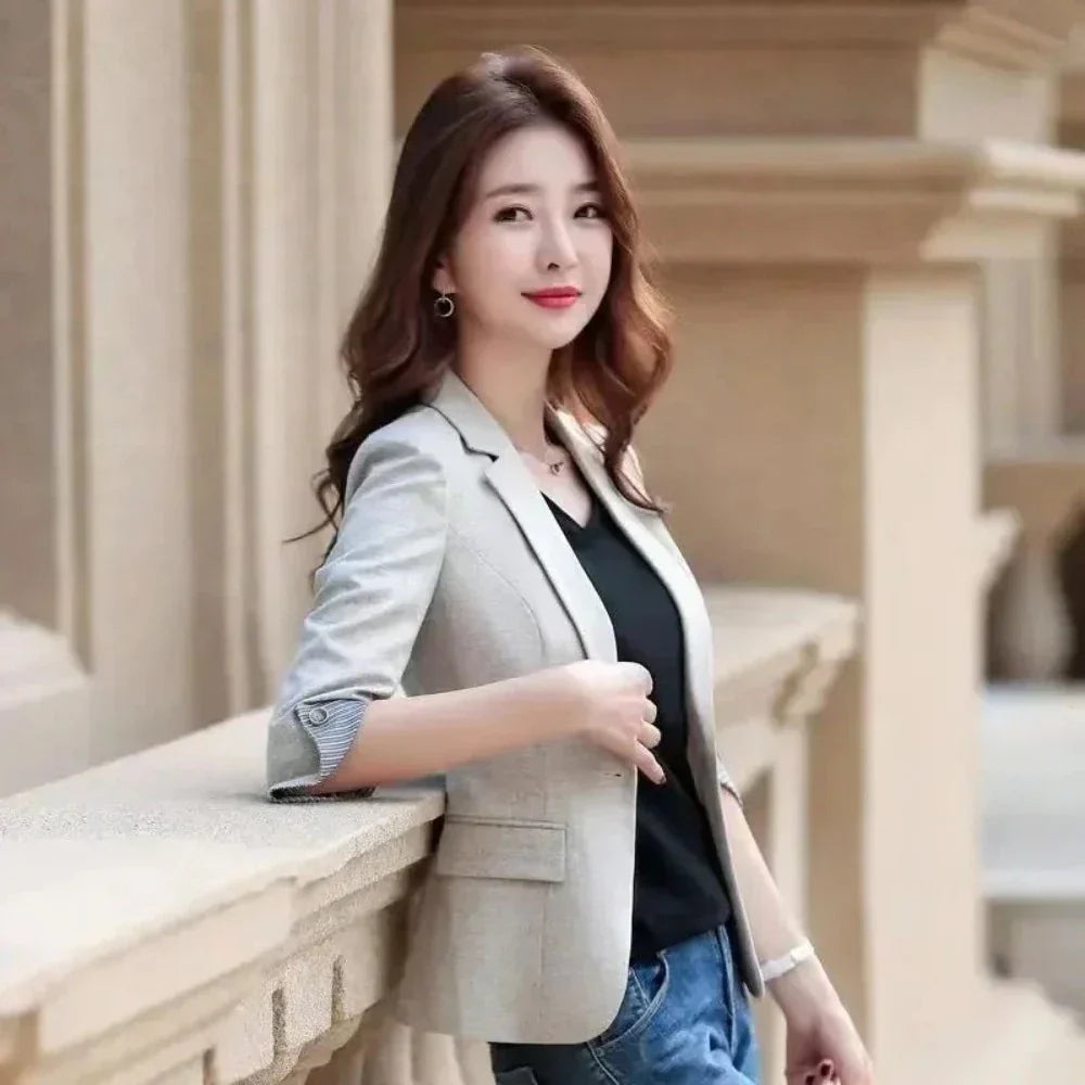 Womens Korean Theme Slim Fit Blazer Jacket