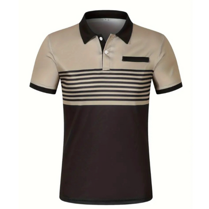 Mens Casual Stripe Short Sleeve Polo Shirt