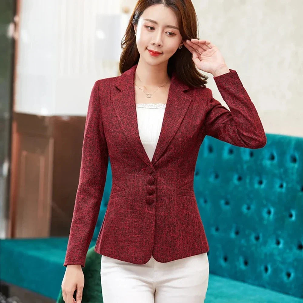 Womens Three Buttons Business Casual Blazer Jacket