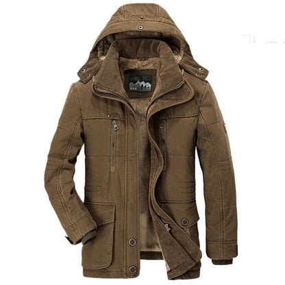 Mens Hooded Winter Parka Coat in Brown