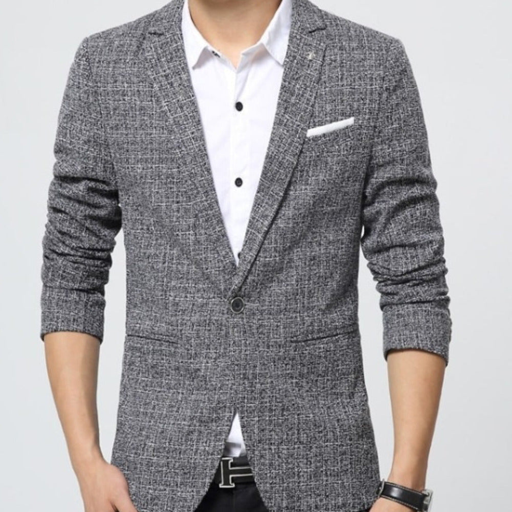 Mens Houndstooth Blazer Gray