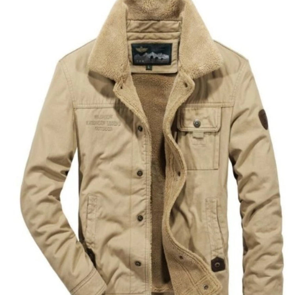 Mens Military Style Beige Short Jacket