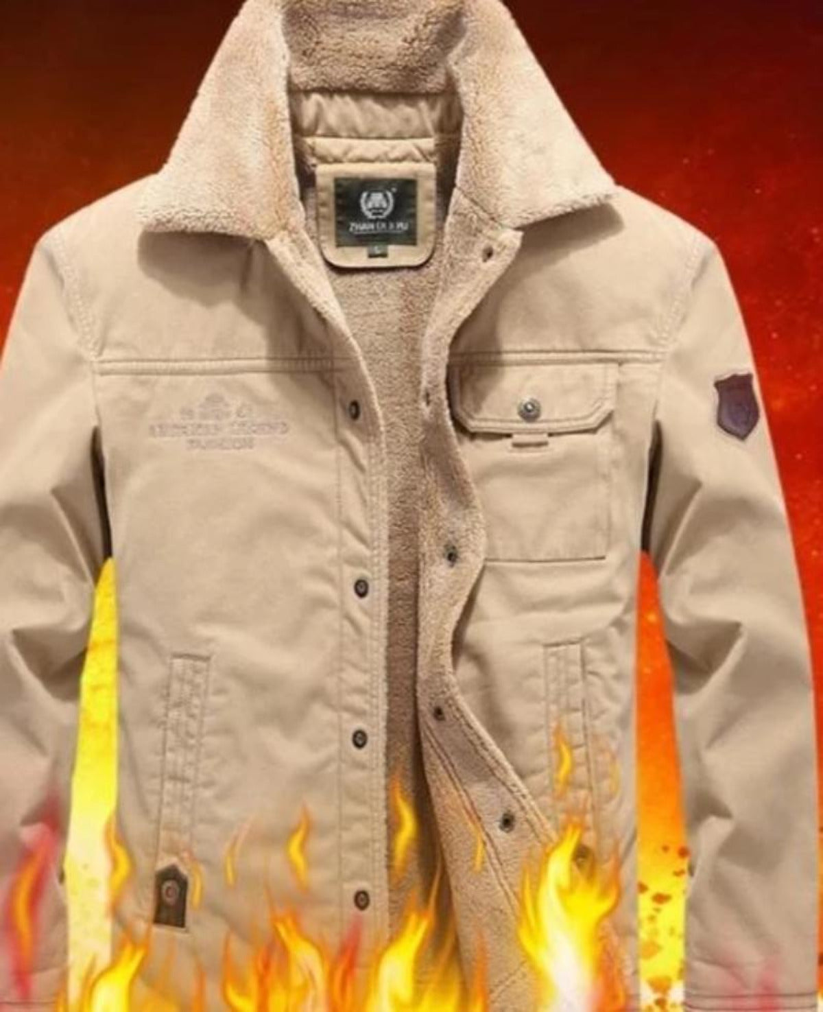 Mens Military Style Beige Short Jacket