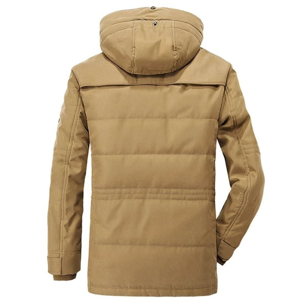 Mens Hooded Winter Parka Coat in Brown