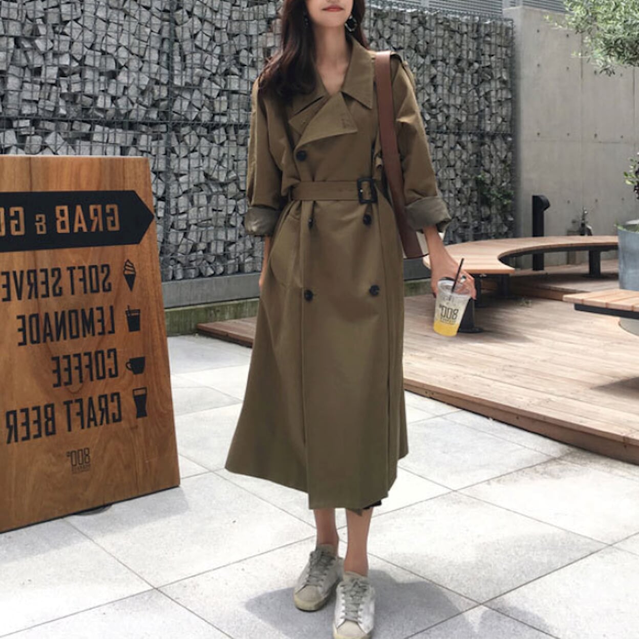 Womens Relaxed Fit Long Trench