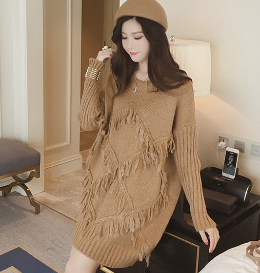 Womens Long Sweater with Fringe
