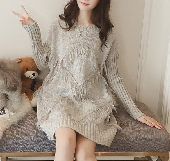 Womens Long Sweater with Fringe