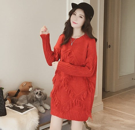 Womens Long Sweater with Fringe
