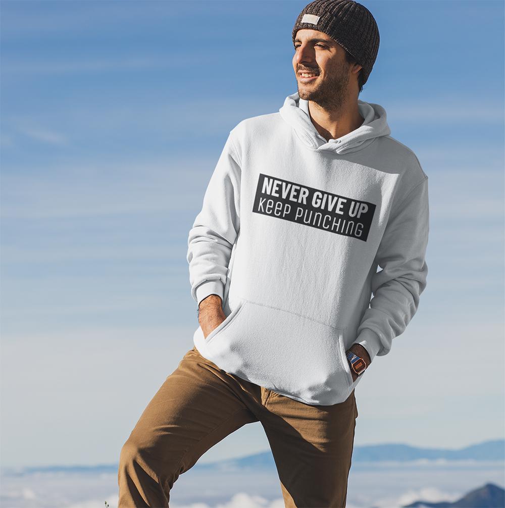 Mens Encouragement Never Give Up Hoodie