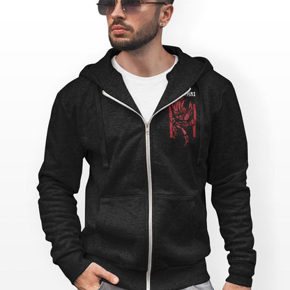 mens black cotton/polyester full zipper muay thai hoodie - AmtifyDirect