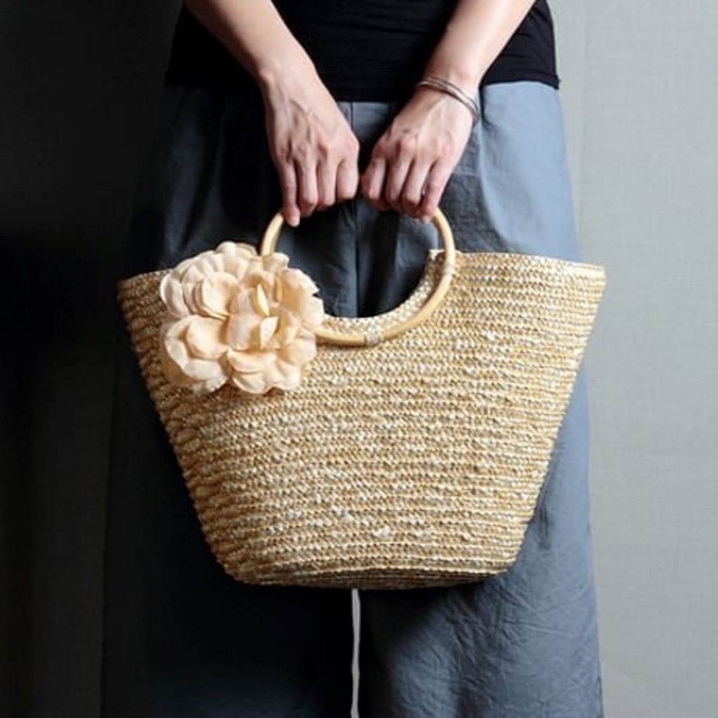 Womens Top Handle Straw Tote Bag