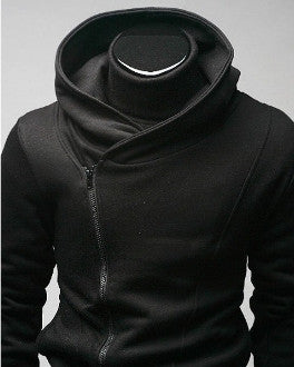 Mens High Collar Zipper Jacket (Black,Brown,Gray) - AmtifyDirect