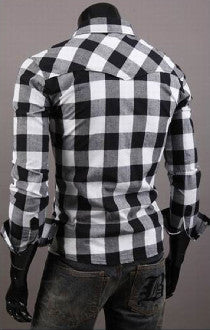 Mens Long Sleeve Button Down Plaid Shirt - AmtifyDirect