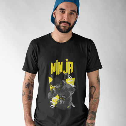 Mens Yellow Ninja Graphic T-Shirt