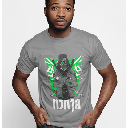 Mens Green Gaming Ninja Graphic T-Shirt