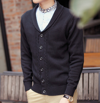 Mens Cable Knit Cardigan with Shawl Collar - AmtifyDirect