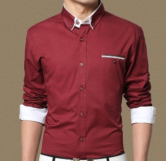 Mens Faux Double Collar Shirt - AmtifyDirect
