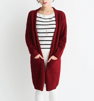 Womens Mid Length Cable Knit Cardigan