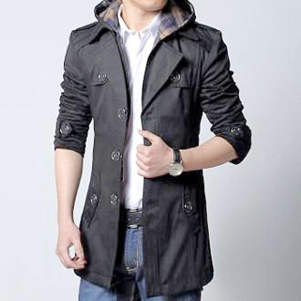 Classic Trench Jacket with Removable Hood - AmtifyDirect