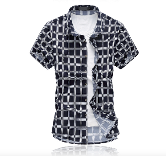 Mens Checkerboard Short Sleeve Shirt - AmtifyDirect