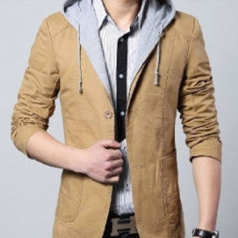 WINTAGE Men's Polyester Cotton Festive and Casual Blazer Coat Jacket :  BeigeLue