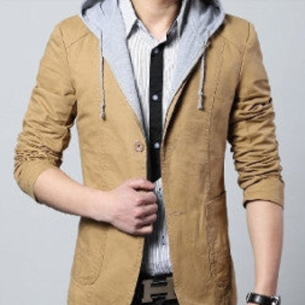 Casual Blazer with Removable Hood - AmtifyDirect