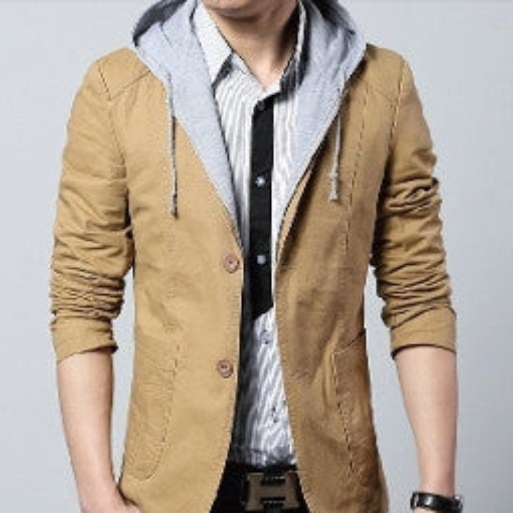 Casual Blazer with Removable Hood - AmtifyDirect