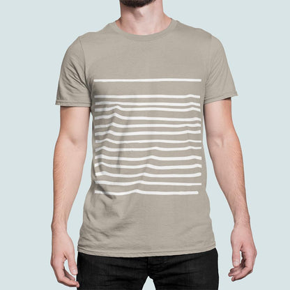 Men's T-Shirt with Horizontal Lines in Sand