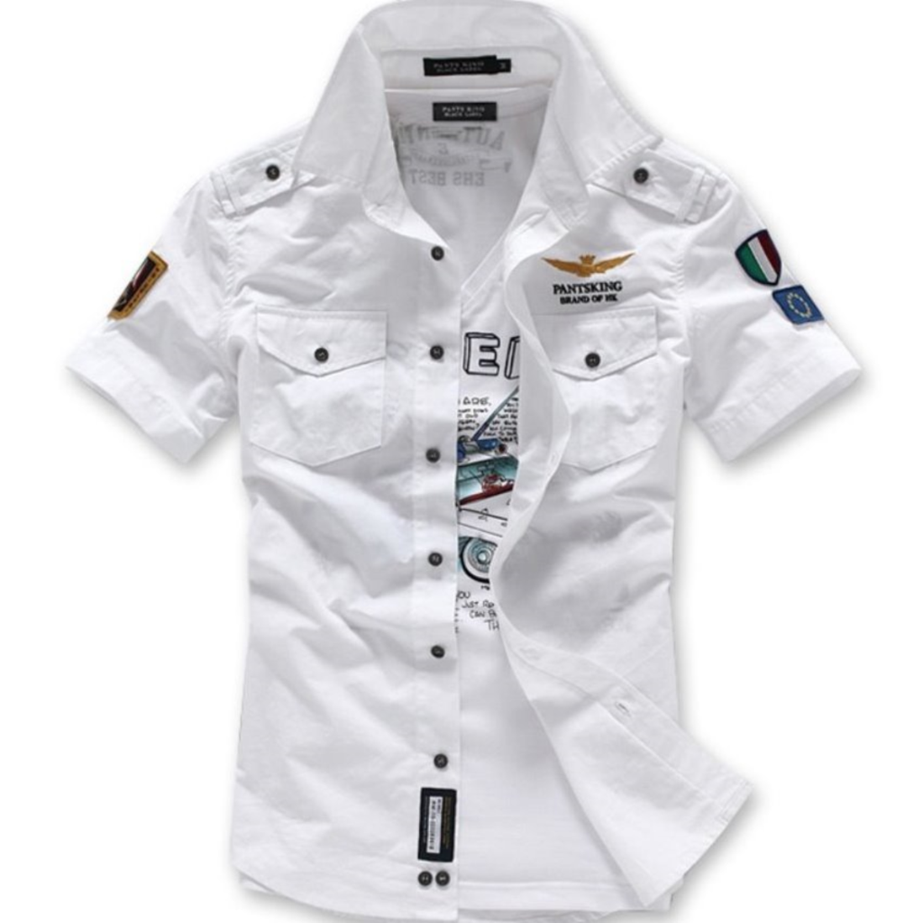 Mens Dual Pocket Military Style Short Sleeve Shirt – Amtify