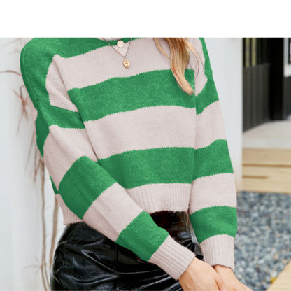 Womens Cutoff Striped Sweater