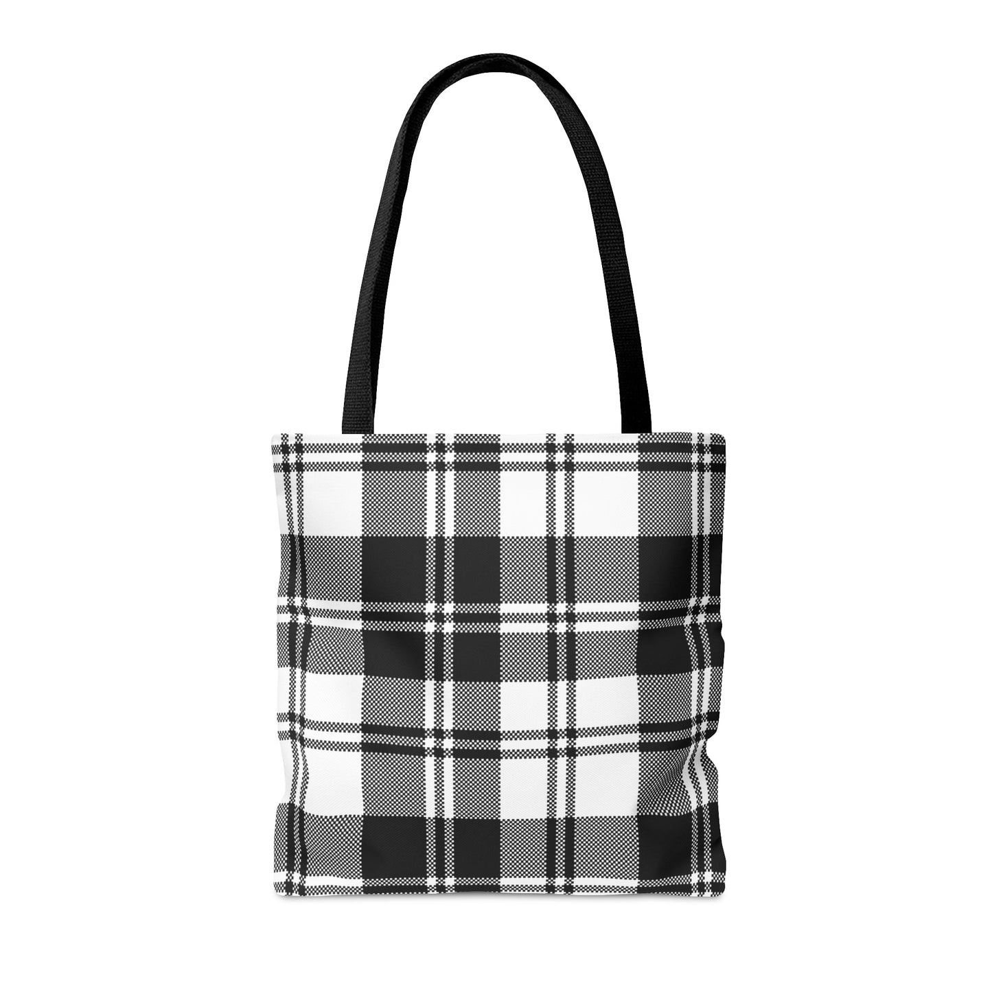 Black Checkered Plaid Tote Bag