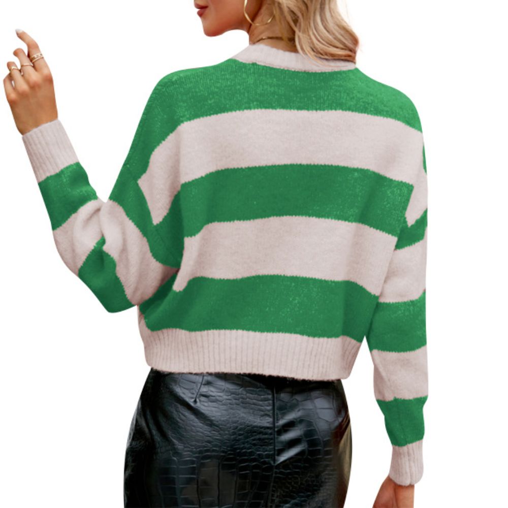 Womens Cutoff Striped Sweater