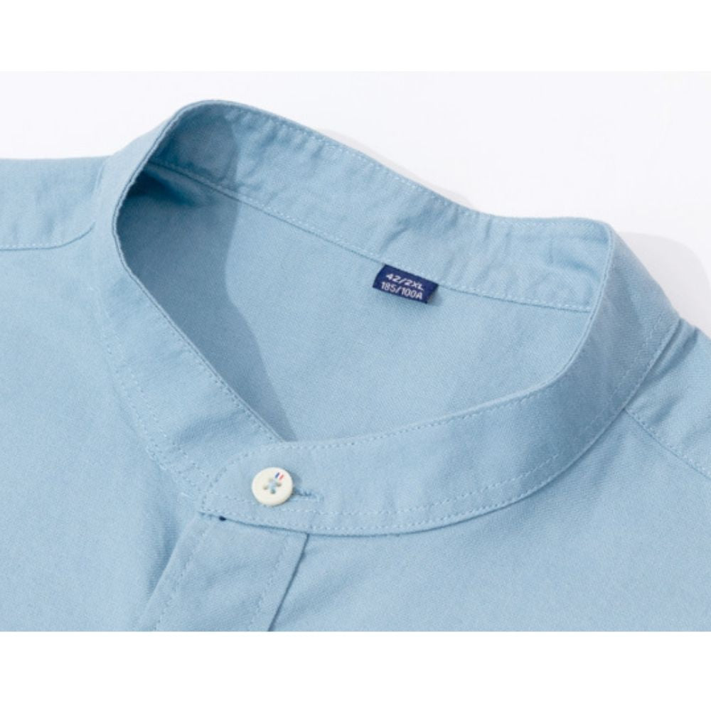 Mens Stand Collar Casual Button Down