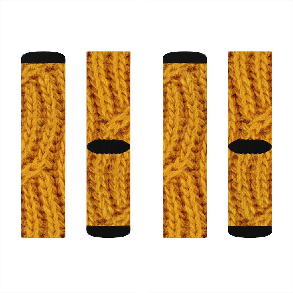 Mustard Print Wool Fun Novelty Socks