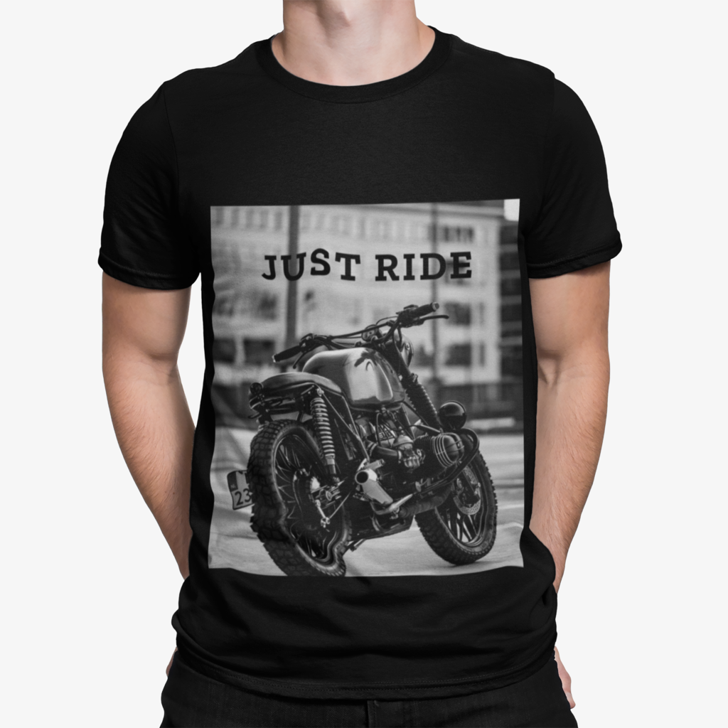 mens black cotton motorcycle graphic tee shirt - AmtifyDirect