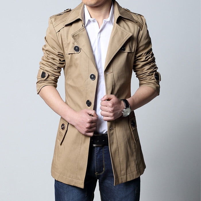 Classic Trench Jacket with Removable Hood - AmtifyDirect