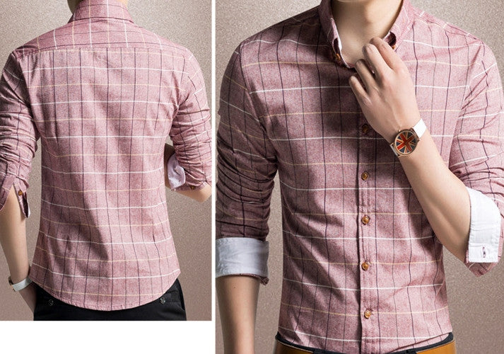 Mens Checked Button Down Shirt - AmtifyDirect