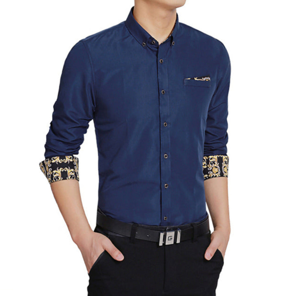 Mens Long Sleeve Shirt with Floral - AmtifyDirect