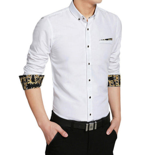 Mens Long Sleeve Shirt with Floral - AmtifyDirect
