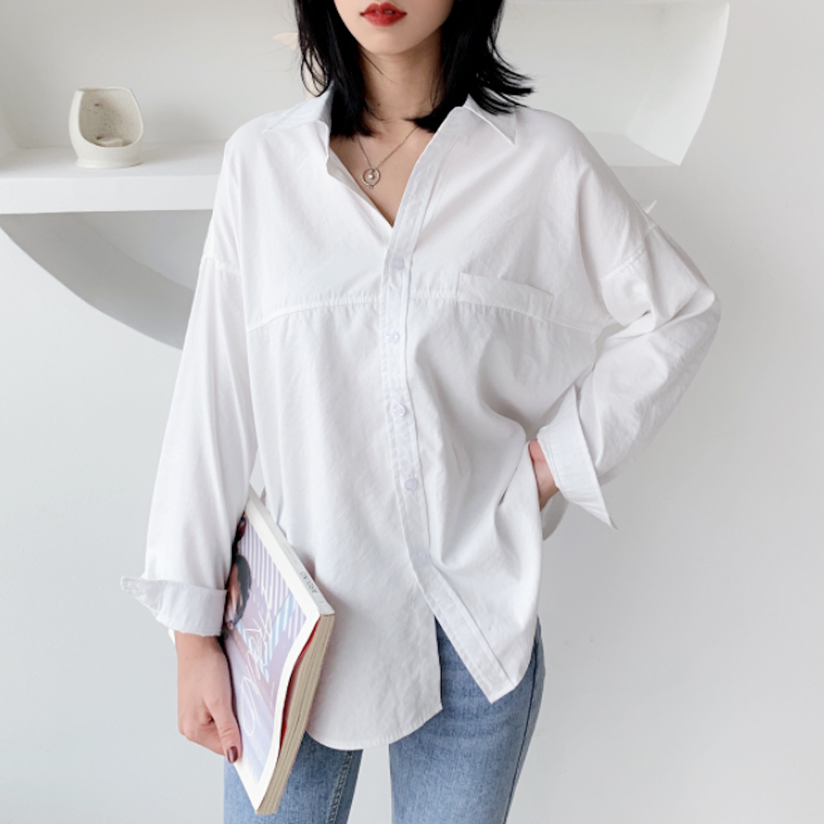 Womens Relaxed Fit Longline Shirt