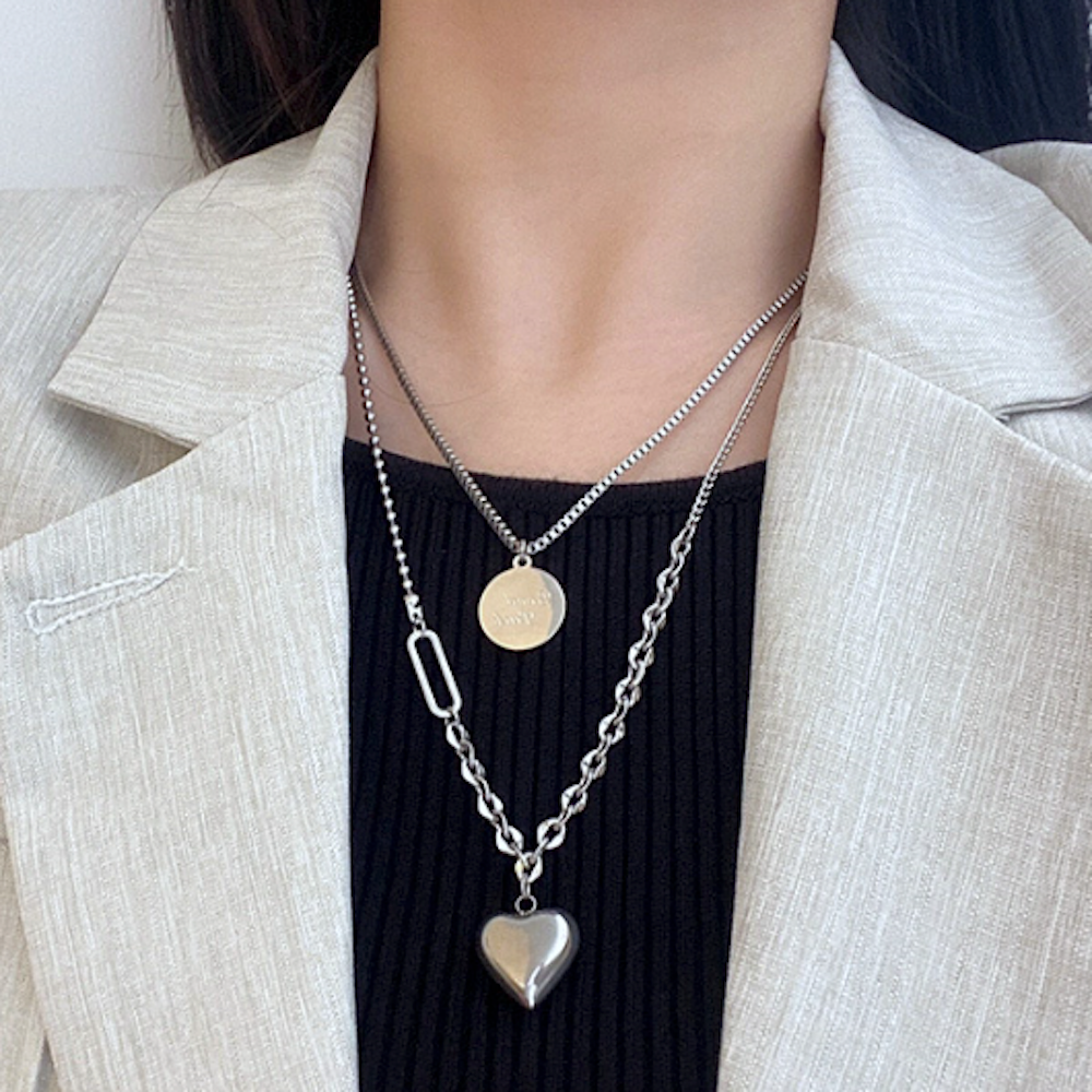 Heart Shape Layered look Necklace