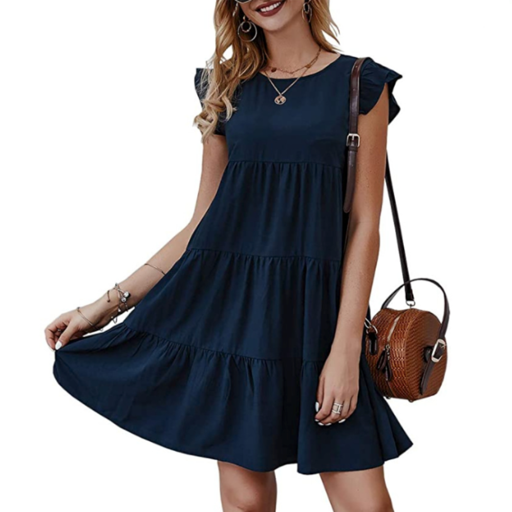 Flowy Dress with Cap Sleeves