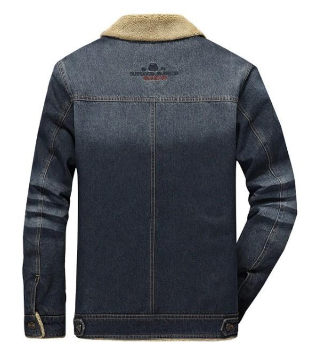 Mens Blue Denim Jacket with Warm Lining - AmtifyDirect